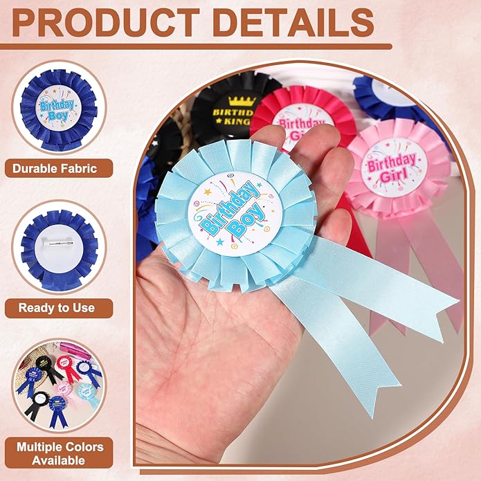uxcell Blank Award Ribbon Prize, Party Badge Brooch Badge Brooch Pin for Women Men Colorful Satin Corsage Fabric Birthday Award Ribbon Party Tinplate Decorations