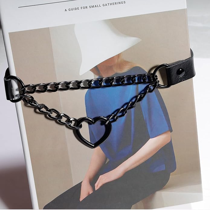 MILAKOO PU Leather Punk Choker Necklaces Circle/Heart Charm Adjustable Collar Necklace for Women