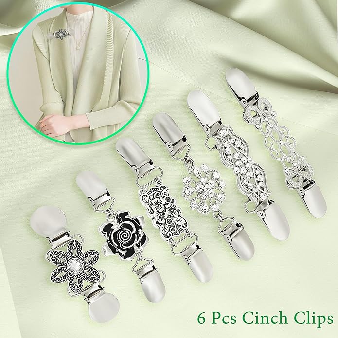 Dress Cinch Clips Sweater Clips, Vintage Waist Cincher Clip for Women, Decorative Clothing Brooch Clip for Sweaters, Dresses & Shirts