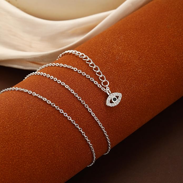 Evil Eye Necklace for Women,Dainty 14K Gold/Sterling Silver Plated Evil Eye Pendant Necklace Tiny Boho CZ Diamond Necklace Cute Trendy Lucky Protection Jewelry Gift for Women