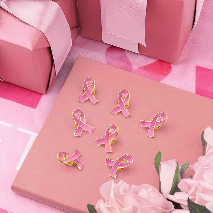 Breast Cancer Awareness Accessories, Breast Cancer Awareness Pins, Breast Cancer Pink Ribbon Metal Lapel Pins Official Hope Ribbon Enamel Brooch Bulk for Survivor Charity Event Marathon Supply