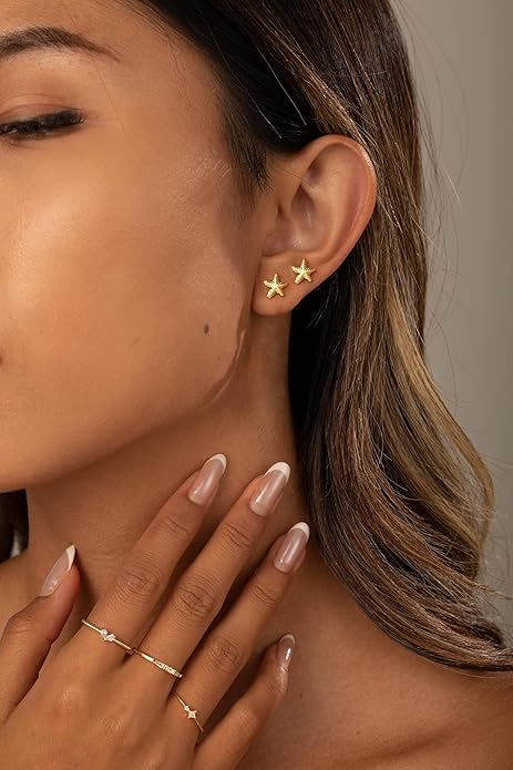 Freekiss Gold Chain Studs Earrings for Women Trendy: Hypoallergenic 14K Gold Plated Dangle Earrings Dainty Small Long Chain Earring Set Fashion Gold Jewelry for Women