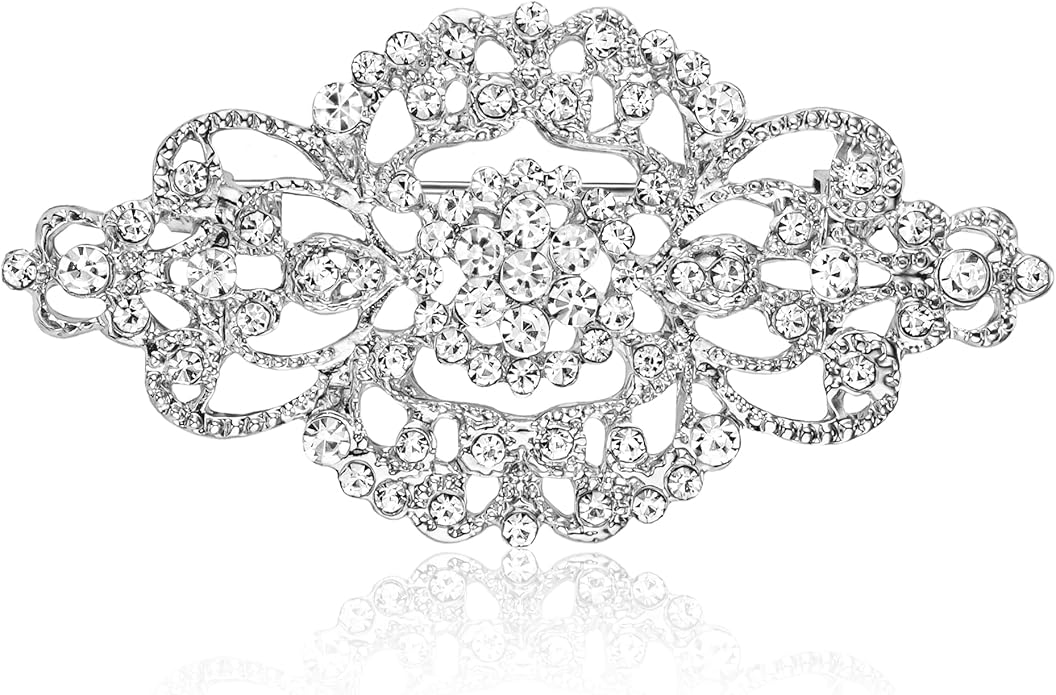 HAISWET Vintage Wedding Bridal Crystal Art Deco Rhinestone Brooch Pin