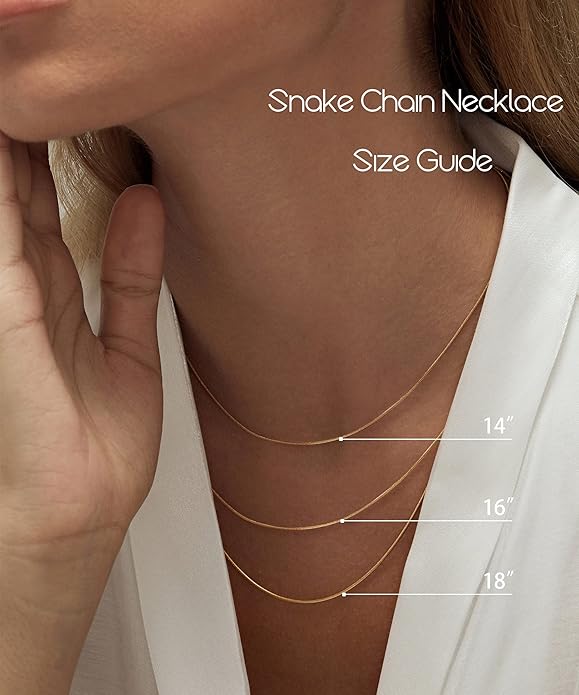 DEARMAY 14K Gold Plated Necklaces for Women, Dainty Gold Herringbone Choker Necklace Thin Layered Snake Chain Jewelry for Gifts