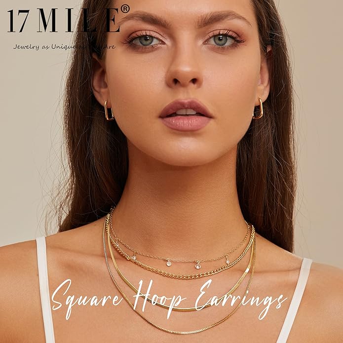 Hoop Earrings Set for Women, 6 Pairs 14K Gold Plated Lightweight Hypoallergenic Chunky Open Twisted Hoops Earrings Pack Jewelry