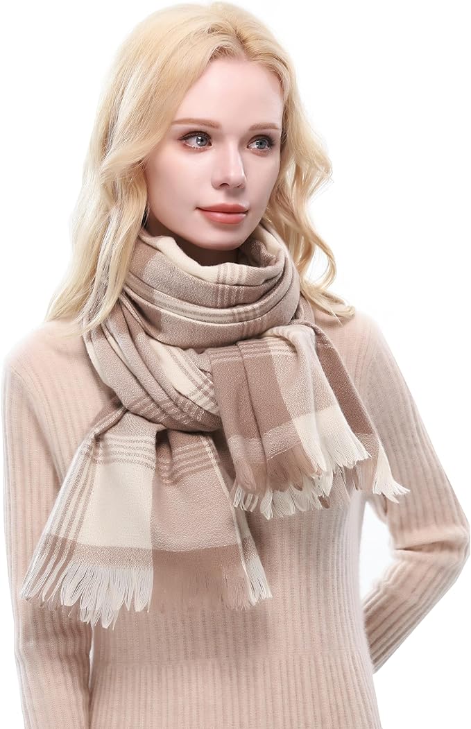 RIIQIICHY Plaid Scarf for Women Fall Winter Pashmina Scarves Wraps for Cold Weather Warm Large