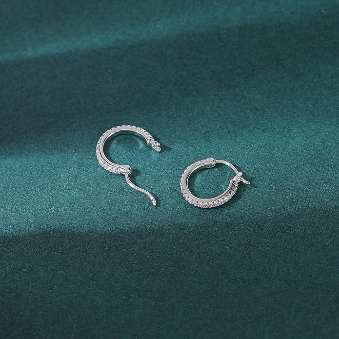 AoedeJ 925 Sterling Silver Hoop Earrings, High Polished Round Tiny Click-Top Hoop Earrings, Small Clasp Hoop Piercing Earrings