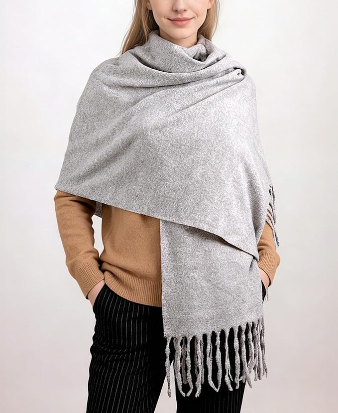 Achillea Warm Cashmere-Feel Winter Scarf – Thick Pashmina Shawl Wrap for Cold Weather