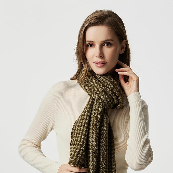 EURKEA 100% Cashmere 2025 Winter Scarf for Women Fringed Edges Warm & Soft Lightweight Solid/Plaid/Two-Tone Free Size