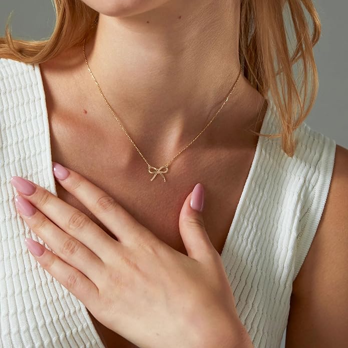 Gold Necklace for Women-14K Gold Plated Bow,Dragon,Shell, Palm Tree, Seahorse, Conch Shell,Sardines, Cowboy Boot,Bat,Bunny Pendant Beachy Jewelry for Women Gifts