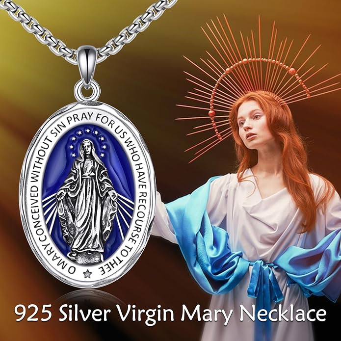 YFN Patron Saint Necklace Sterling Silver Amulet Medal Pendant Religious Protector Jewelry Gifts for Women Men