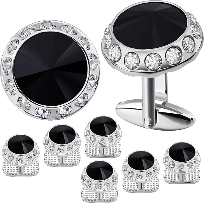 HAWSON Birthstone Tuxedo Studs and Cufflinks Set for Men's Suit Tuxedo Formal Dress Shirt Wedding Business Party Accessories