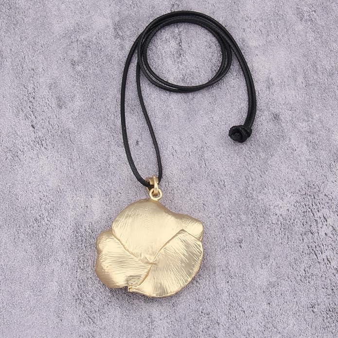 Long Boho Necklaces for Women Vintage Leather Wooden Pendant Y Choker Ethnic Style Gold Circle Hippie Sweater Necklace