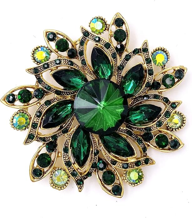 LAXPICOL Vintage Women's Austrian Crystal Elegant Flower Brooch Wedding Broach Pin