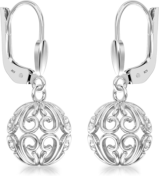 LeCalla 925 Sterling Silver Leverback Drop Earrings | Lightweight Celtic-Knot Filigree Heart Teardrop Dangle Earring for Women's Gift for Her