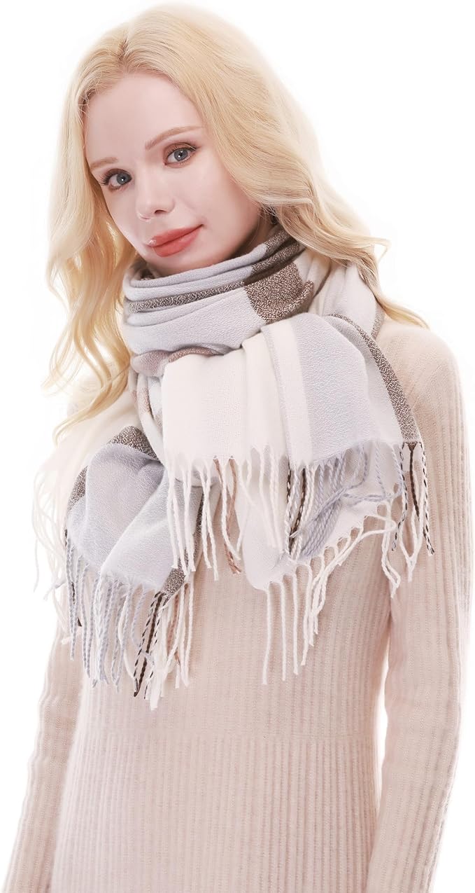 RIIQIICHY Plaid Scarf for Women Fall Winter Pashmina Scarves Wraps for Cold Weather Warm Large