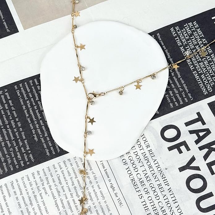 Irregular Y2k Long Y-shaped Necklace with Zircon Inlaid Sparkling Brick Tassel Pendant Double-Layer Chain High-end Fashion Accessory Women's
