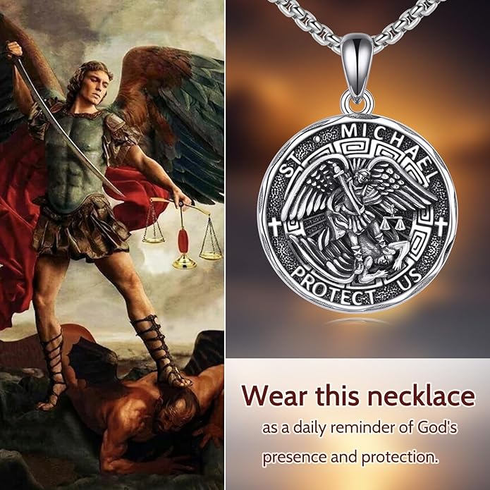 YFN Patron Saint Necklace Sterling Silver Amulet Medal Pendant Religious Protector Jewelry Gifts for Women Men