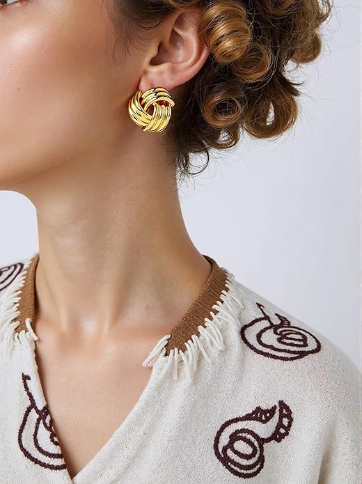 Trendy 14K Gold Plated Knot Earrings are Thick and Charming Pendant Earrings for Women They are Lightweight Hypoallergenic Fashion Accessories Jewelry Gifts for Women
