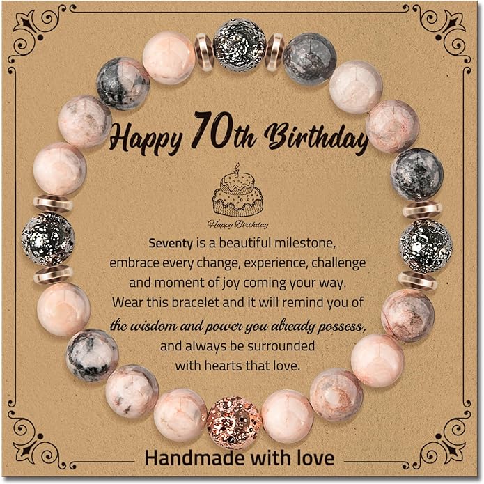 30th 40th 50th 60th 70th 80th Birthday Gifts for Women, Natural Stone Bracelet Birthday Gifts for Mom Daughter Grandma Sister Friends Coworker