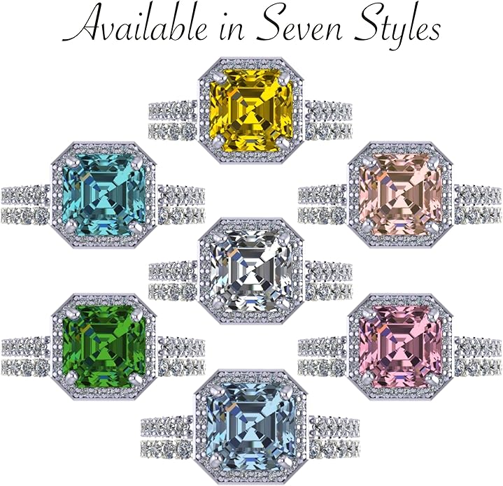 NANA Jewels Sterling Silver Engagement Rings for Women - Choose Simulated Morganite, Citrine, Aquamarine & More