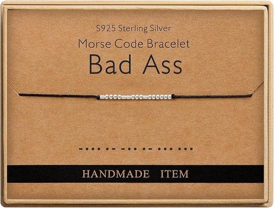 Monily Inspirational Gifts for Women Morse Code Bracelets for Women Funny Bracelet for Friend Funny Gift for Women Sterling Silver Bracelet for Women