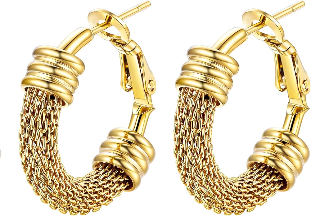 PROSTEEL 30/40/60/80/100mm Chunky Hoop Earrings For Women Gold Plated/Black Stainless Steel Hoops Earrings Statement Jewelry