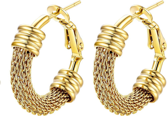 PROSTEEL 30/40/60/80/100mm Chunky Hoop Earrings For Women Gold Plated/Black Stainless Steel Hoops Earrings Statement Jewelry