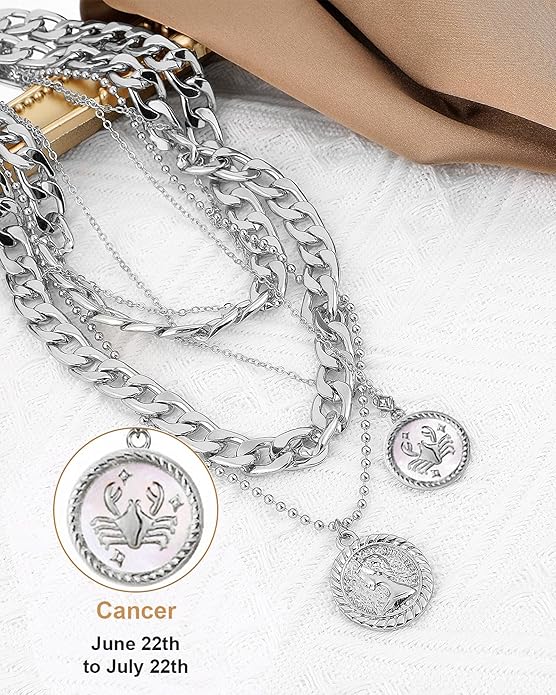 MJartoria Layered Necklaces for Women Trendy Retro Coin Pendant Necklace Dainty Chunky Chain Choker Necklaces for Jewelry Birthday Gifts