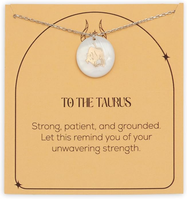 Zodiac Sign Necklace – Mother of Pearl Pendant – Available in Two Finish 925 Sterling Silver and 14K Gold Plated – Adjustable Chain – Horoscope Jewelry Gift with Zodiac Card & Gift Box