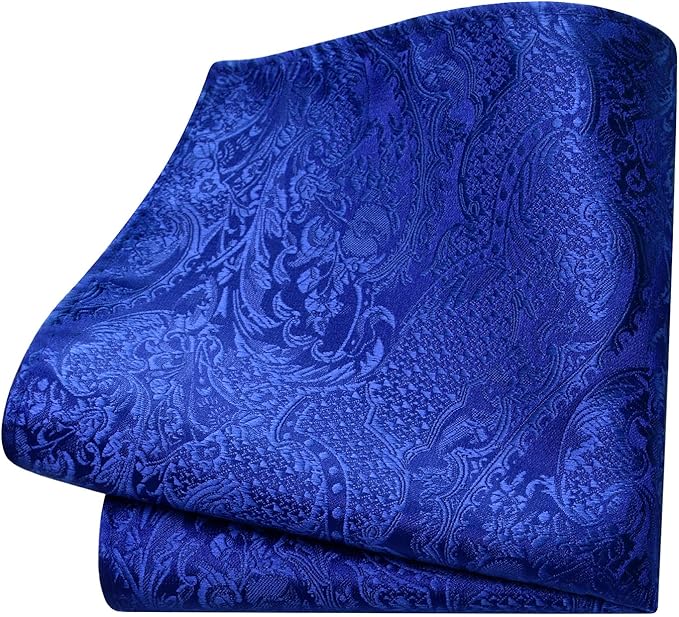 GUSLESON 8cm Paisley Tie Set for Men Necktie Lapel Pin Pocket Square Cufflinks Set for Men