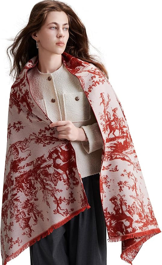 ZHE JIN Luxurious Silk Scarf Shawl Wraps for Women, Warm Scarves Winter Gift, 100% Brushed Mulberry Silk