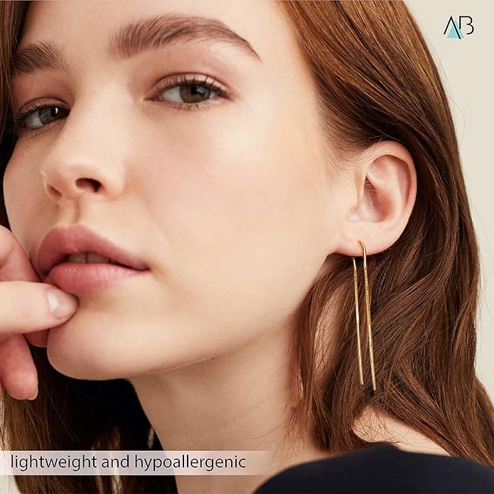 Altitude Boutique Threader Chain Earrings for Women | Gold Vermeil or Sterling Silver Long Dangle Earrings | Gold Drop Earrings Long Chain Earrings for Women, Dangle Earrings