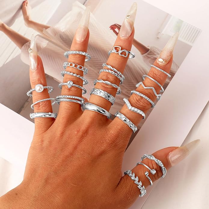 CHICUTIE Gold Knuckle Rings Set For Women Stackable Joint Finger Midi Rings Dainty Cubic Crystal Zirconia Simple Hollow Twist Cute Rings Pack Jewelry Gift