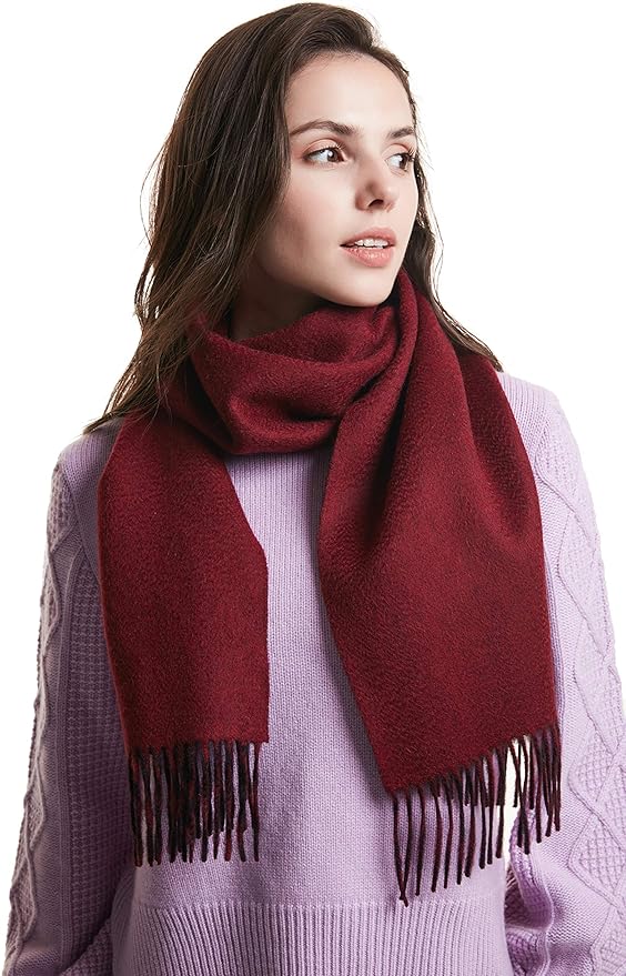 EURKEA 100% Cashmere 2025 Winter Scarf for Women Fringed Edges Warm & Soft Lightweight Solid/Plaid/Two-Tone Free Size
