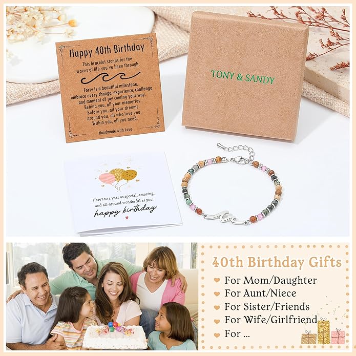 TONY & SANDY Friend Gifts for Women, Stocking Stuffers for Women, Sister Gifts from Sister, Wave Bracelet, Birthday Gifts for Woman, Bestie Friendship Bracelets, Unique Gifts for Her