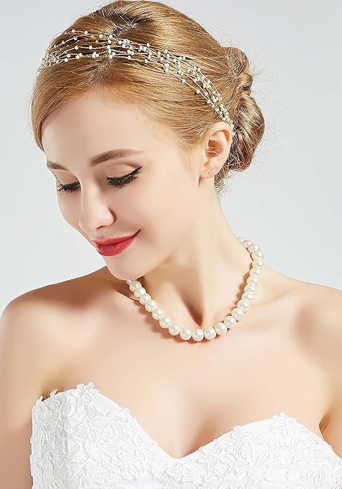 BABEYOND Round Imitation Pearl Necklace Wedding Pearl Necklace for Brides