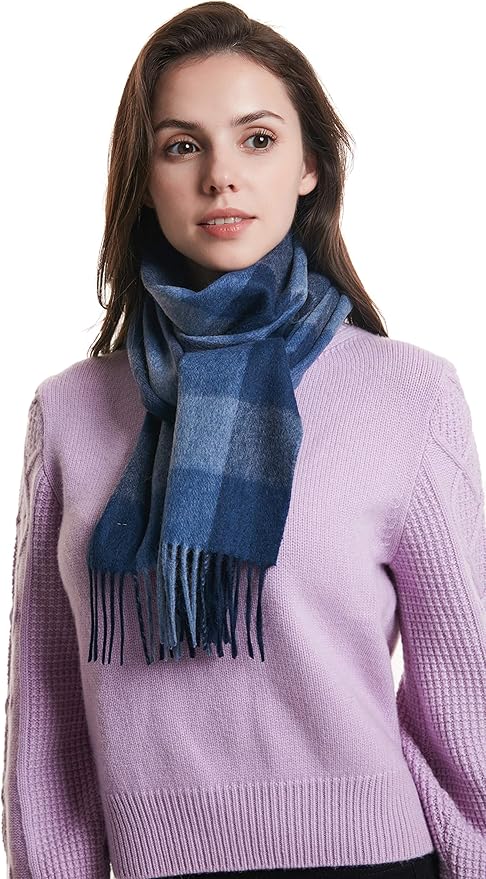 EURKEA 100% Cashmere 2025 Winter Scarf for Women Fringed Edges Warm & Soft Lightweight Solid/Plaid/Two-Tone Free Size