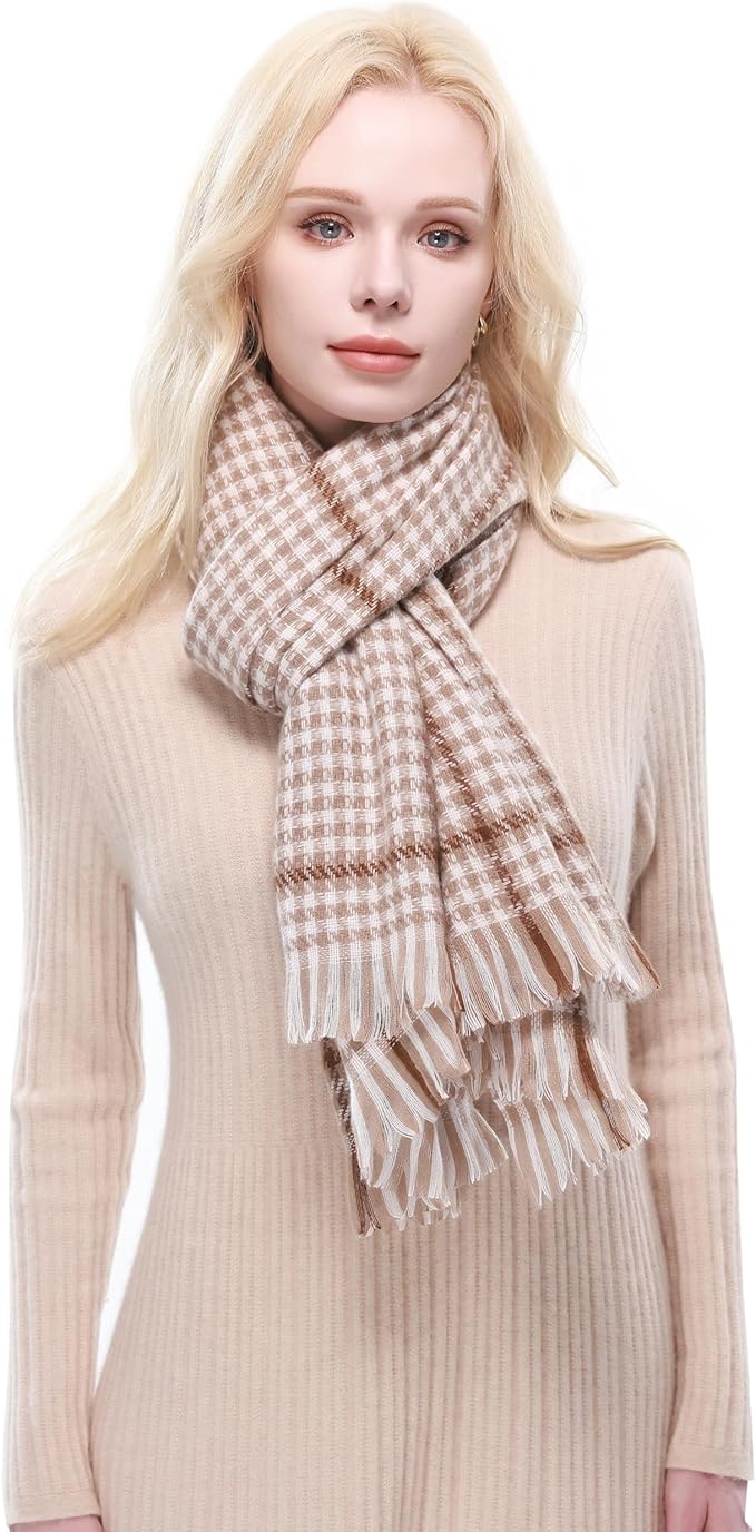 RIIQIICHY Plaid Scarf for Women Fall Winter Pashmina Scarves Wraps for Cold Weather Warm Large