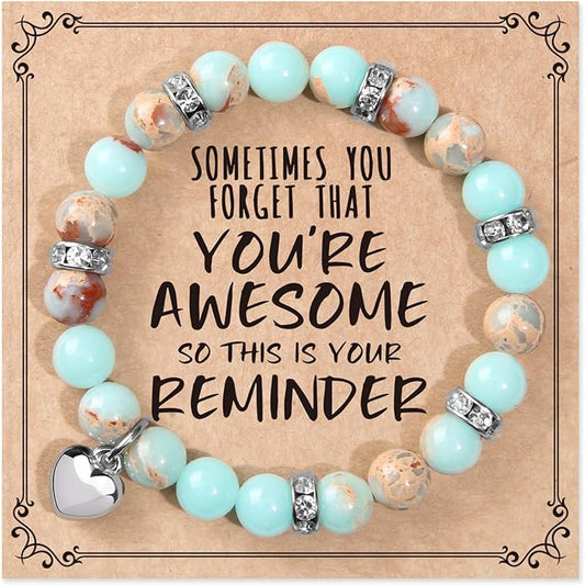 jewelrycard Sometimes You Forget Your Awesome Bracelets for Women, Birthday Christmas Gifts for Women Stocking Stuffers for Teen Girl Gifts Trendy Stuff, Inspirational Jewelry for Women Girls