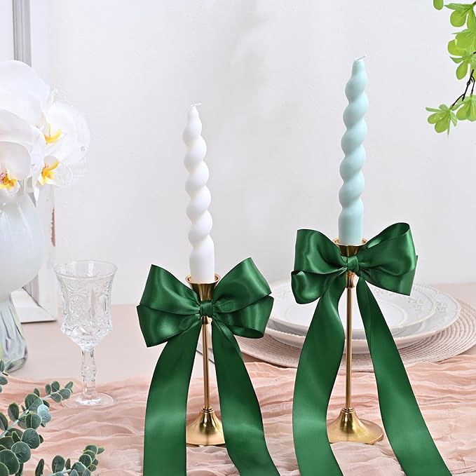 LEEQE Double Face Satin Ribbon 1-1/2 inch X 50 Yards Polyester Forest Green Ribbon for Gift Wrapping Very Suitable for Weddings Party Hair Bow Invitation Decorations and More