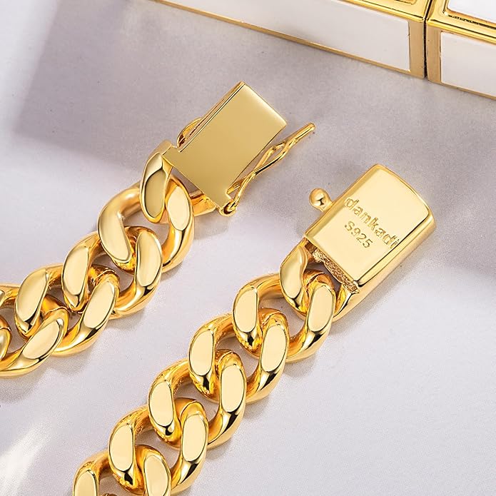 Men 925 Sterling Silver Solid Miami Cuban Link Chain Bracelet 12MM Rectangular Card Bangles 7 "7.5" 8 "8.5" 9 "9.5" 10" Thick Big Curb Cuban Chain Jewelry Gift