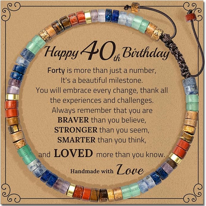 30th 40th 50th 60th 70th 80th Birthday Gifts for Women, Natural Stone Bracelet Birthday Gifts for Mom Daughter Grandma Sister Friends Coworker
