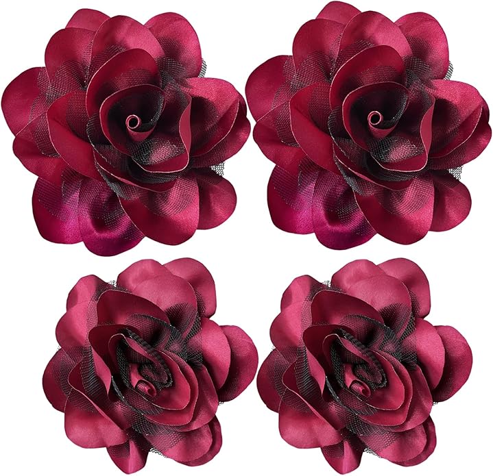 Women's Brooches 4pcs Rose Flower Hair Clip Flamenco Dancer Pin up Mexican Hair Flowers Clips Hairpin Brooch Tea Party Hats Headpieces