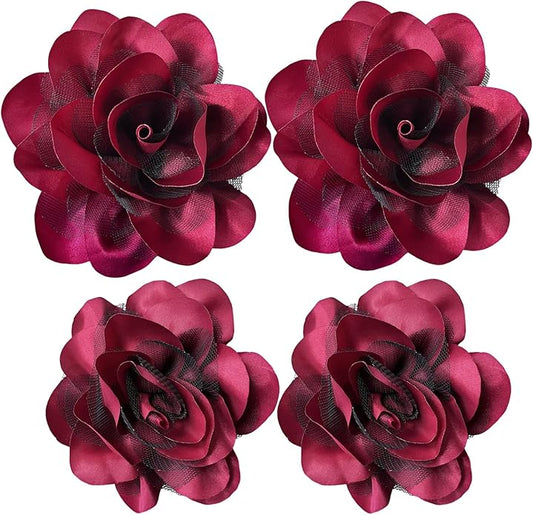 Women's Brooches 4pcs Rose Flower Hair Clip Flamenco Dancer Pin up Mexican Hair Flowers Clips Hairpin Brooch Tea Party Hats Headpieces