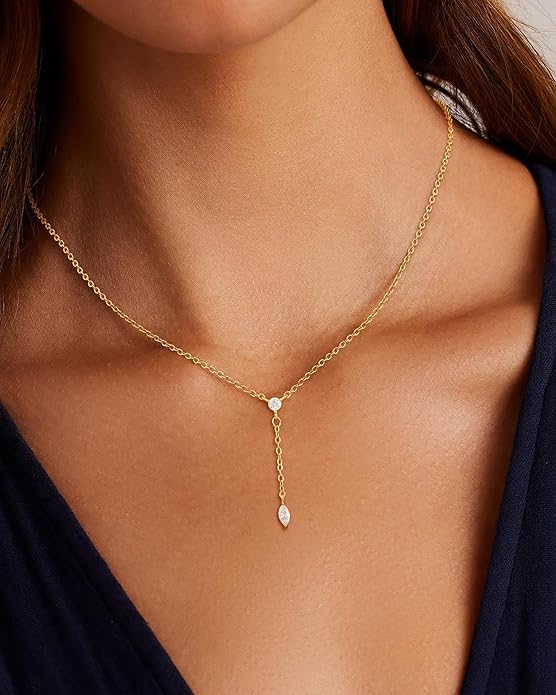 Cubic Zirconia Necklace, Dainty 14k Gold Plated Diamond Necklaces For Women Choker Necklace Simple Gold Plated CZ Jewelry Necklaces for Women Trendy Gifts