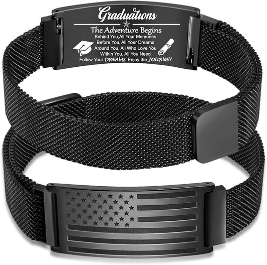 Bracelet for Men/Husband/Uncle/Bonus Dad/New Dad/Papa/Stepdad,American Flag Bracelet Fathers Day Valentines Christmas Jewelry Gifts,Adjustable Size