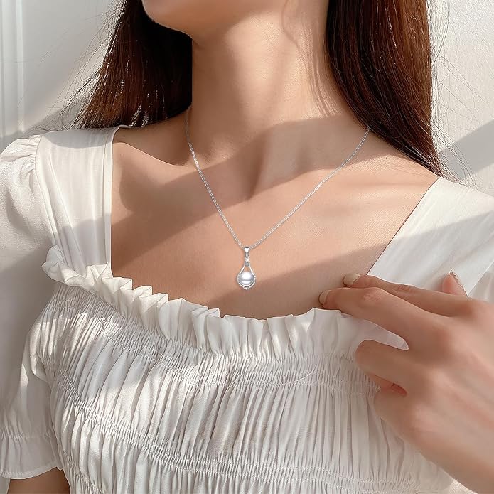Sebina Pearl Pendant Necklace for Women,925 Sterling Silver Pendant Jewelry,Anniversary Christmas Birthday Valentines Gifts for Wife, Mom, Dauhter, Girlfriend,Her
