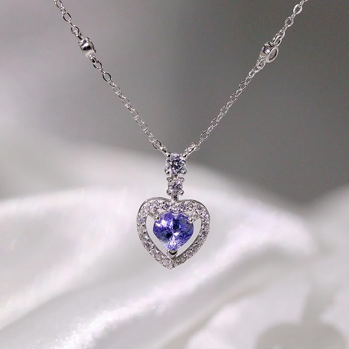 Pendant Necklaces for Women 925 Sterling Silver with Moissanite & Genuine Jewelry, Lucky Clover, Butterfly, Pink Crystal Heart Design, 14K White Gold Plated Nacklace, Mom Wife Women's Birthday Gifts