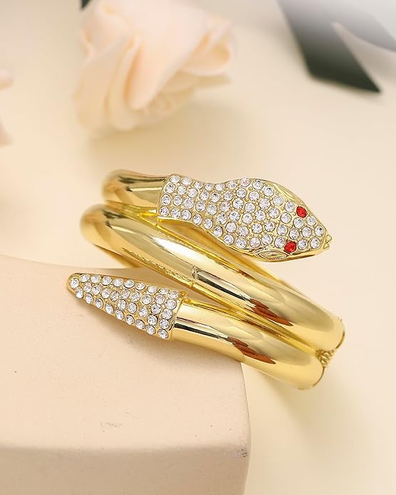 Bangle Bracelets for Women | 14K Gold Plated Trendy Wide Bracelets | Hinged Arm Cuff Bangles Chunky Bracelet for Women